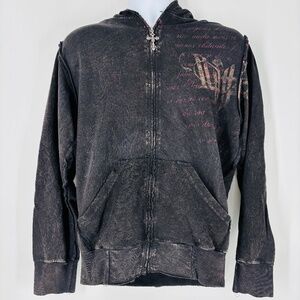 Pre-Owned Monarchy Men’s Zip Up Hoodie Y2K Graphic Streetwear Size: XL